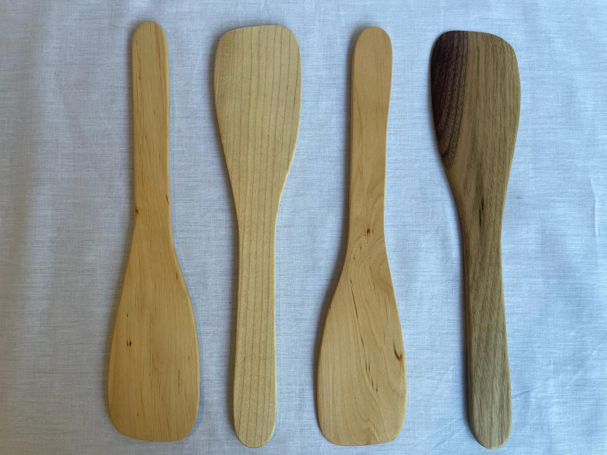 Handmade Wooden Spatula Set of 4 — Alder Maple Walnut Kitchen Cooking Utensils