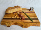 Handmade Live-Edge Olive Cutting Board, 5 Hardwoods: Olive, Walnut, Maple, Purpleheart | Charcuterie Serving Board | Athena