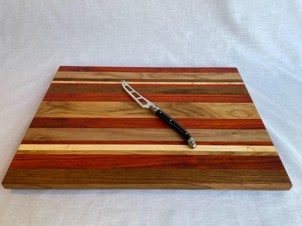 Sahara Handmade Wood Charcuterie Board — African Oak Padauk Maple Walnut, Cheese Serving