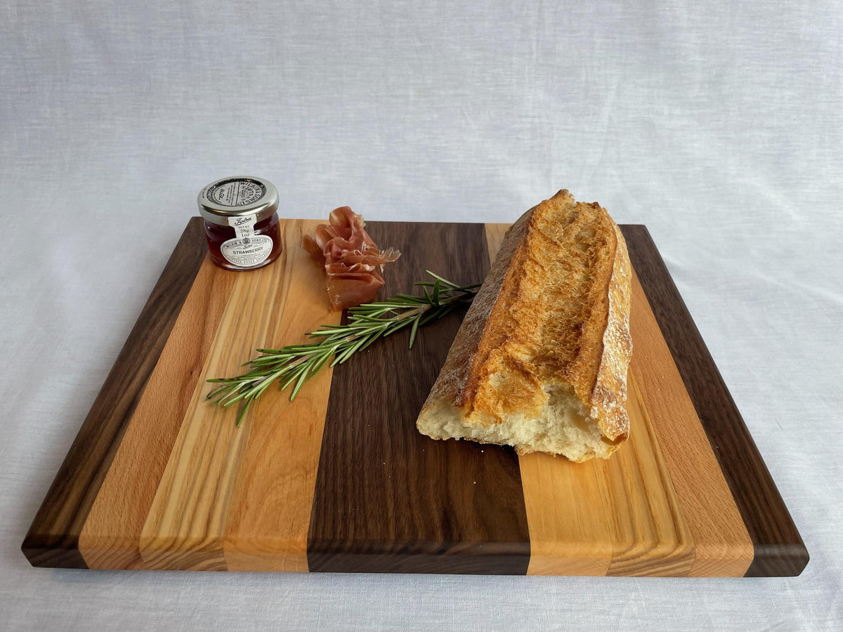 Phoenix' Daughter — Handmade Wood Cutting Board, Walnut Beech Ash Alder, Small Serving