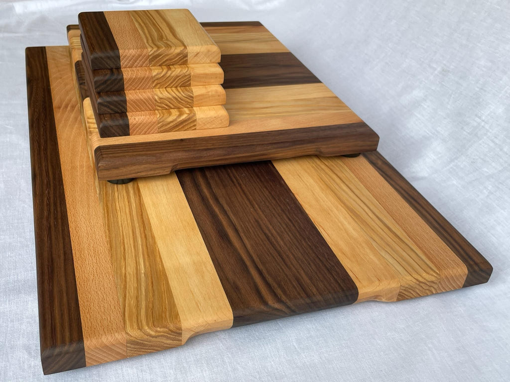 Walnut Charcuterie Board Gift Set, Cutting Board and Coasters, Handmade in the Netherlands