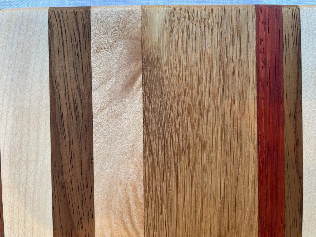 The Square One — Handmade Square Wood Cutting Board, Maple Oak Padauk, Charcuterie Serving