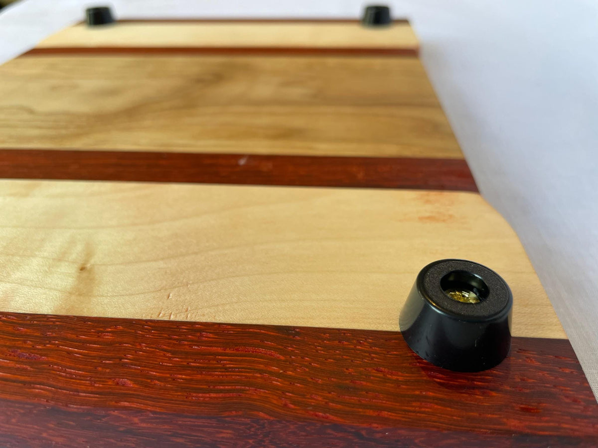 Padauk Maple and Walnut Cutting Board, Bold Handmade Wooden Chopping Board with Striking Grain, Kitchen Gift, Made in the Netherlands