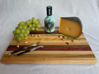 Handmade Wooden Chopping Board, 7 Hardwoods: Walnut, Olive, Cherry, Purpleheart | Large 44.5 × 29.5 cm | Wild Thing