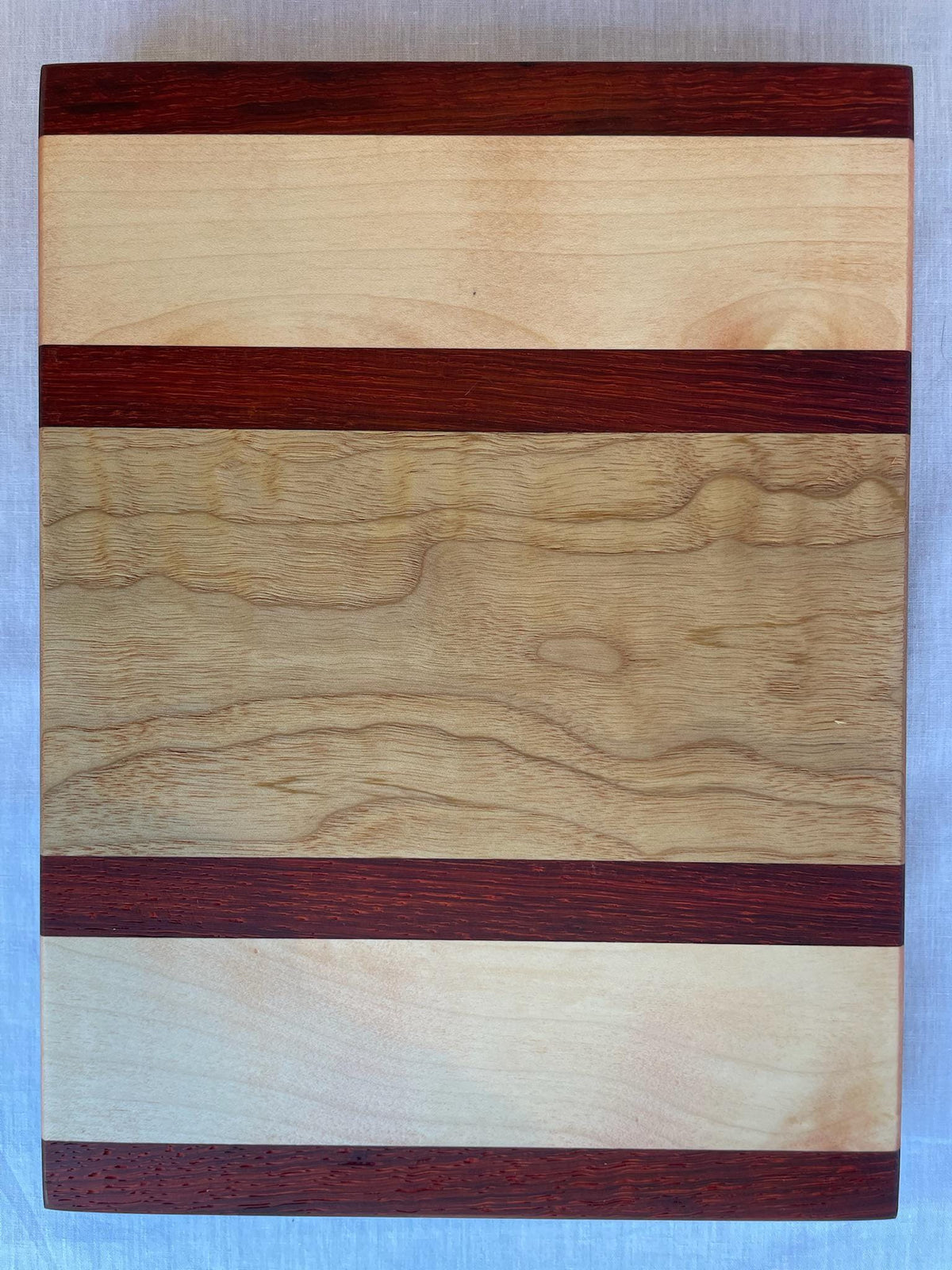 Padauk Maple and Walnut Cutting Board, Bold Handmade Wooden Chopping Board with Striking Grain, Kitchen Gift, Made in the Netherlands