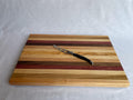 Handmade Wooden Chopping Board, 7 Hardwoods: Walnut, Olive, Cherry, Purpleheart | Large 44.5 × 29.5 cm | Wild Thing