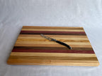 Handmade Wooden Chopping Board, 7 Hardwoods: Walnut, Olive, Cherry, Purpleheart | Large 44.5 × 29.5 cm | Wild Thing