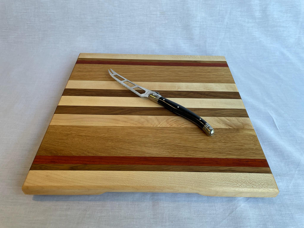 The Square One — Handmade Square Wood Cutting Board, Maple Oak Padauk, Charcuterie Serving