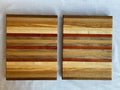 The Twins Cutting Board Set, Two Matching Eight-Wood Boards in Oak, Walnut, Cherry, Padauk, Olive, Handmade Gift, Made in the Netherlands