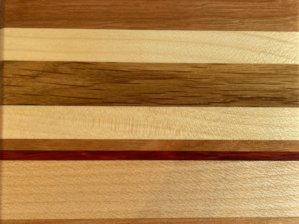 Wooden Coaster Set of 4, Handmade Six-Wood Drink Coasters in Ash, Cherry, Maple, Oak & Padauk, Housewarming Gift, Made in the Netherlands