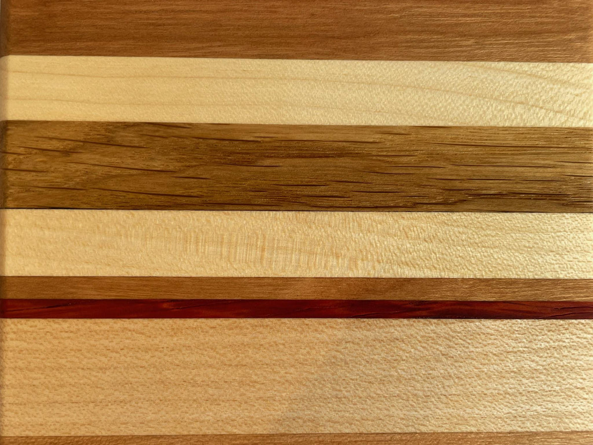 Wooden Coaster Set of 4, Handmade Six-Wood Drink Coasters in Ash, Cherry, Maple, Oak & Padauk, Housewarming Gift, Made in the Netherlands