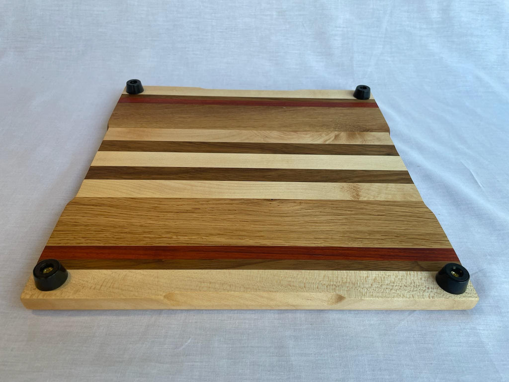 The Square One — Handmade Square Wood Cutting Board, Maple Oak Padauk, Charcuterie Serving