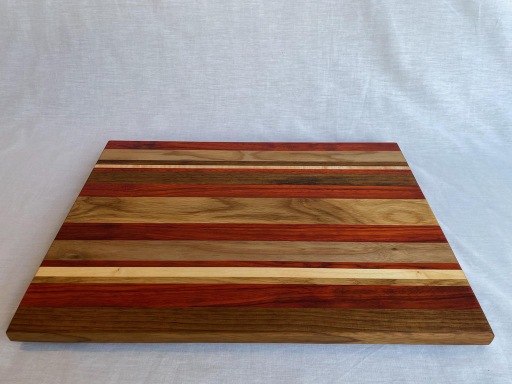 Sahara Handmade Wood Charcuterie Board — African Oak Padauk Maple Walnut, Cheese Serving