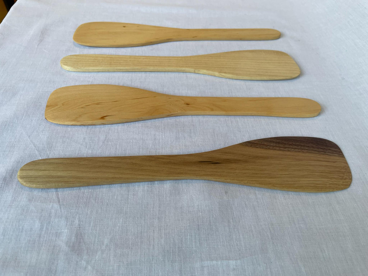Handmade Wooden Spatula Set of 4 — Alder Maple Walnut Kitchen Cooking Utensils
