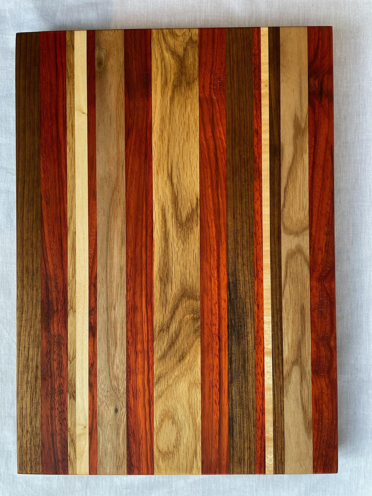 Sahara Handmade Wood Charcuterie Board — African Oak Padauk Maple Walnut, Cheese Serving