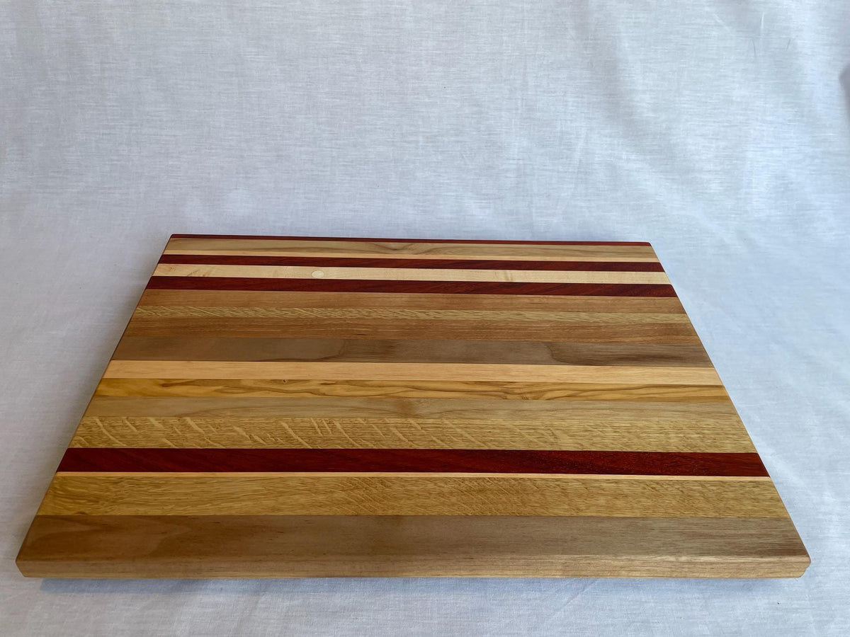 Sunset Handmade Wood Cutting Board — Walnut Oak Maple Padauk Ash, Charcuterie Serving