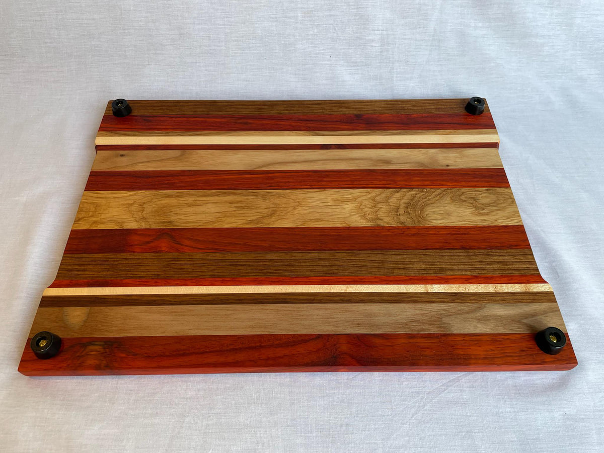 Sahara Handmade Wood Charcuterie Board — African Oak Padauk Maple Walnut, Cheese Serving