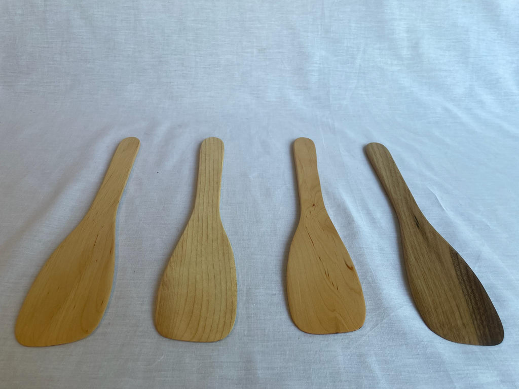 Handmade Wooden Spatula Set of 4 — Alder Maple Walnut Kitchen Cooking Utensils