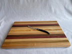 Handmade Wooden Chopping Board, 7 Hardwoods: Walnut, Olive, Cherry, Purpleheart | Large 44.5 × 29.5 cm | Wild Thing