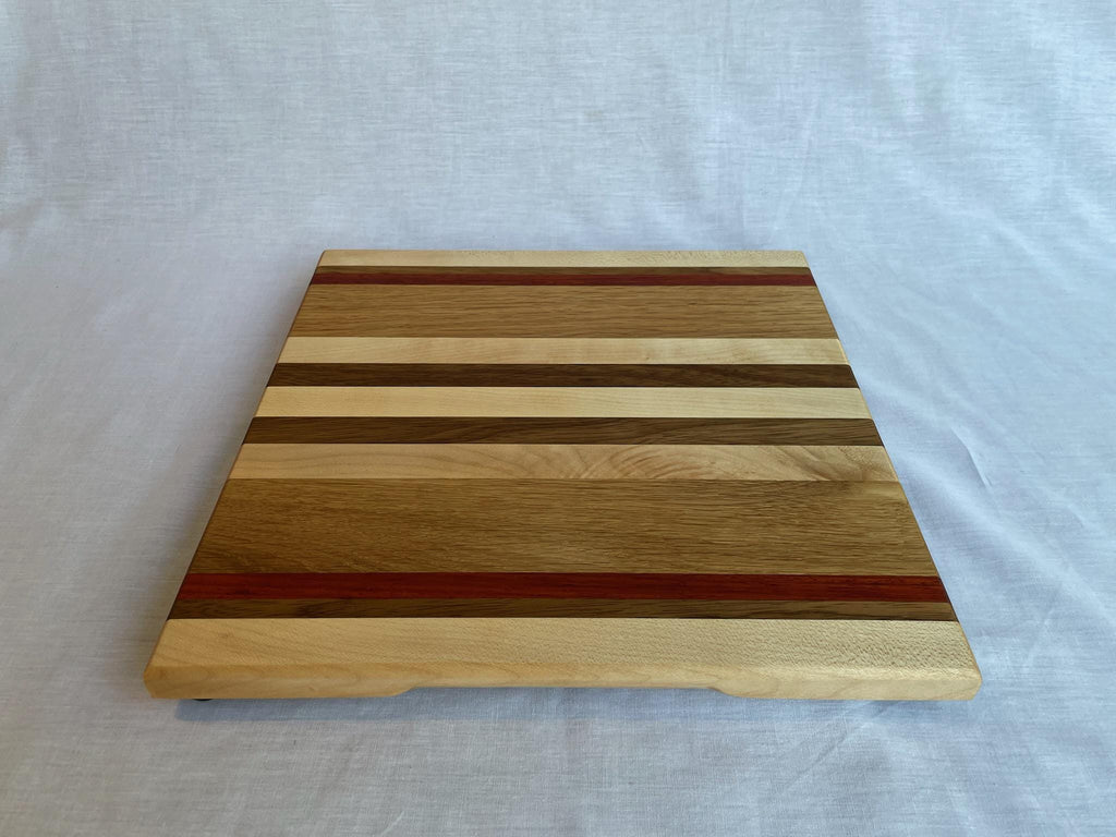 The Square One — Handmade Square Wood Cutting Board, Maple Oak Padauk, Charcuterie Serving