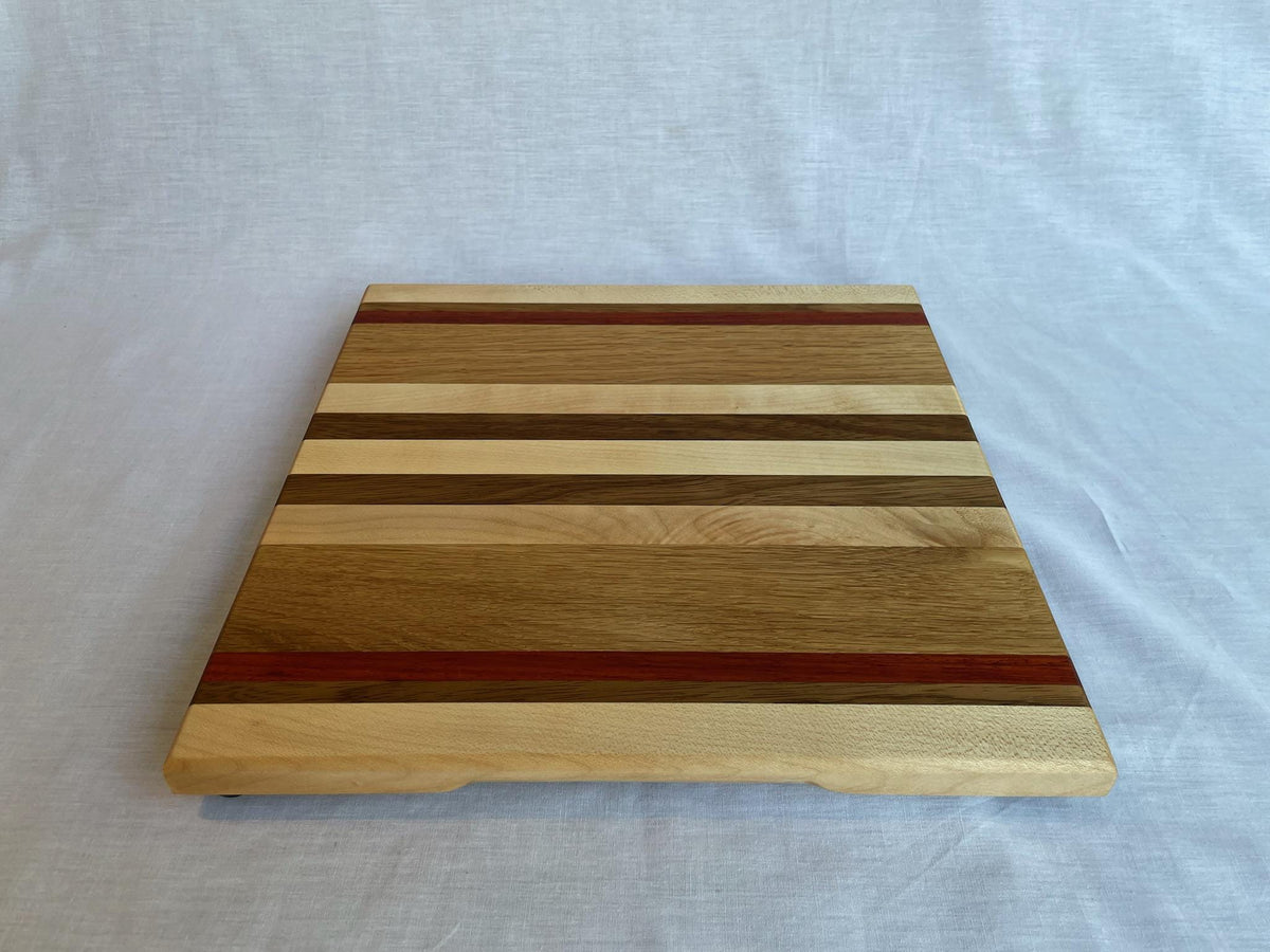 The Square One — Handmade Square Wood Cutting Board, Maple Oak Padauk, Charcuterie Serving