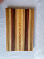 Handmade Wooden Chopping Board, 7 Hardwoods: Walnut, Olive, Cherry, Purpleheart | Large 44.5 × 29.5 cm | Wild Thing